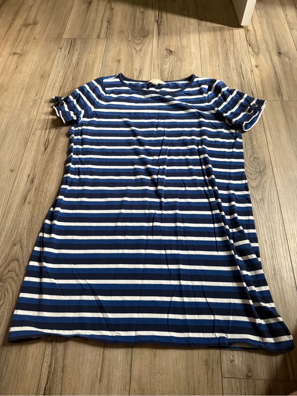 Michael Micael Kors Navy and White Striped Short Sleeve Shift Dress Size XL